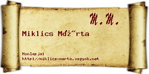 Miklics Márta névjegykártya